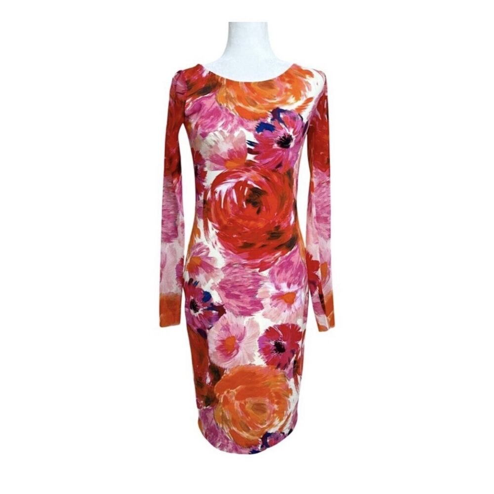 Fuzzi Jean Paul Gaultier Floral Mesh Knit Dress Bodycon Italian Large Y2K C16